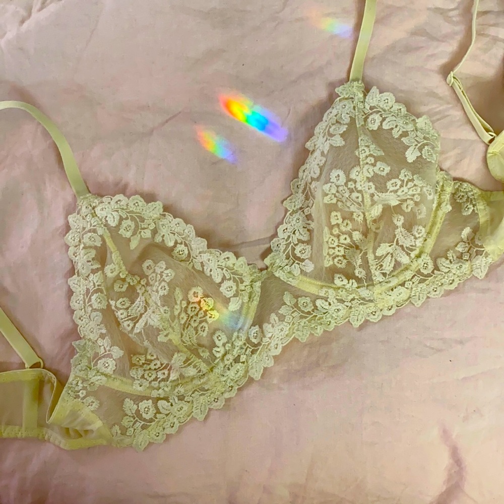 NWT Free People Lace Underwire Pastel Yellow Bra